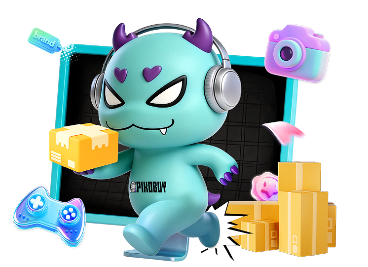 Pikobuysheet mascot with QC photos and shipping box